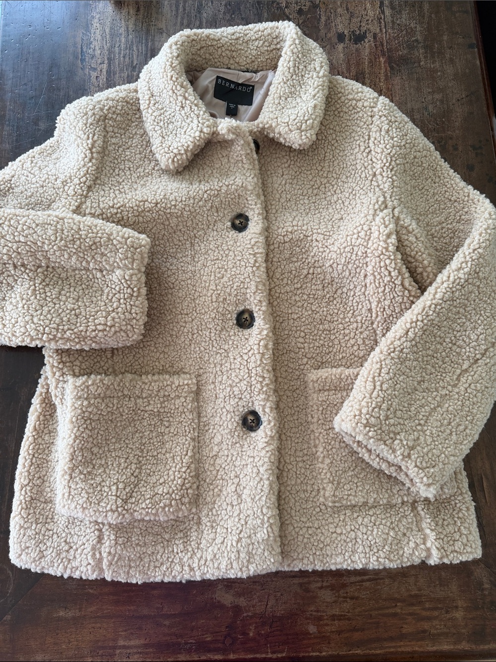 🧸NWOTAnthropologie Bernardo Teddy Bear Jacket in Beige 🧸
